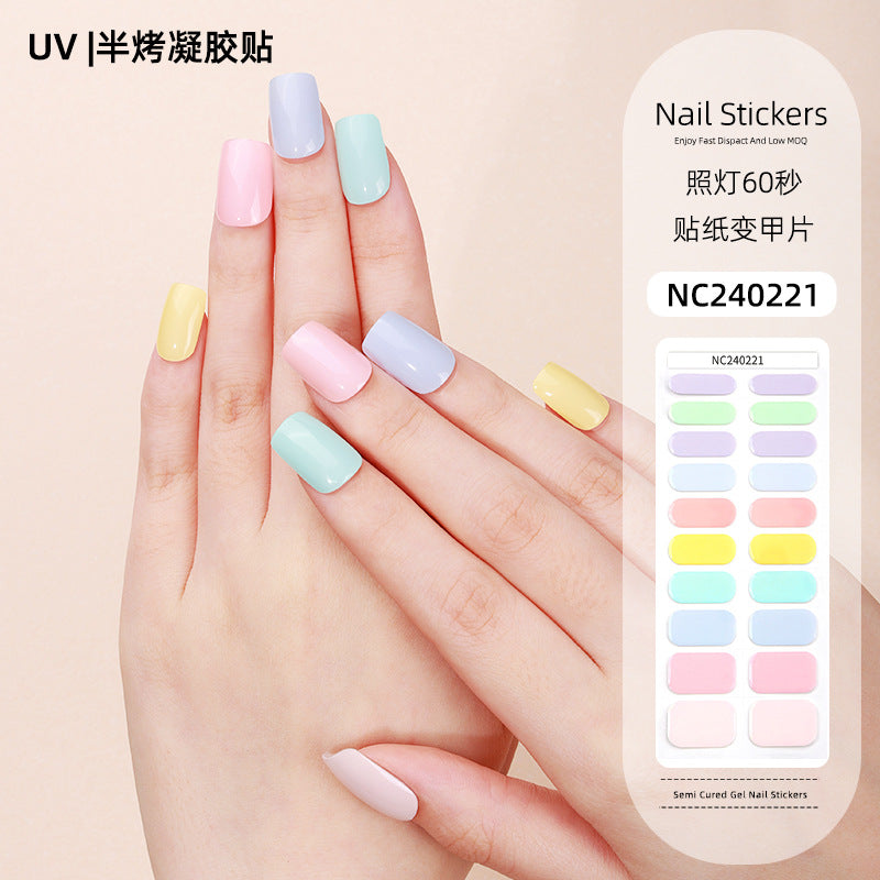 Zhengxiang custom gel nail art stickers french onion powder uv light hardening nail stickers semi-cured christmas wholesale