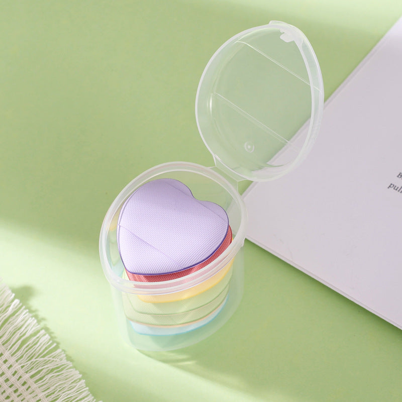 Heart-shaped mini powder puff - dry & wet use, non-caking, washable, heart-shaped cushion puff, fingertip applicator - cross-border