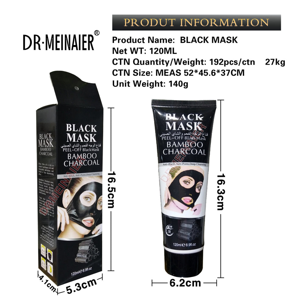 foreign trade menair bamboo charcoal blackhead removal peel-off mask deep sea mud mineral mud nasal mask 120g hanging card type