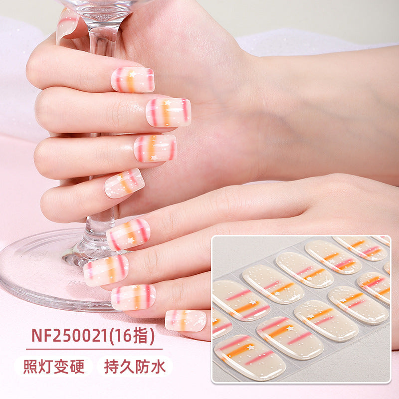 Zhengxiang custom gel nail stickers - waterproof french smudge, sparkle, uv semi-cured nail art stickers, cartoon designs