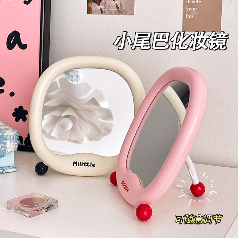 【sweet potato's pick】cosmetic mirror - portable folding makeup mirror with plastic storage, perfect for home, dorm, or office