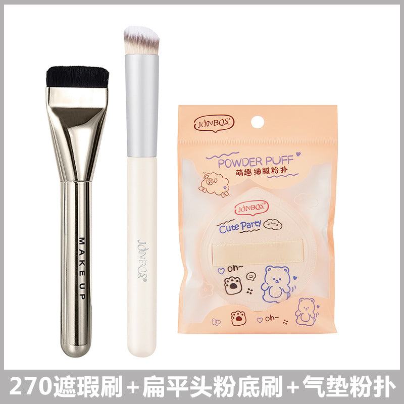 Jonbos white pole wooden handle 270 concealer brush poke brush portable makeup artist special makeup brush soft bristles round head