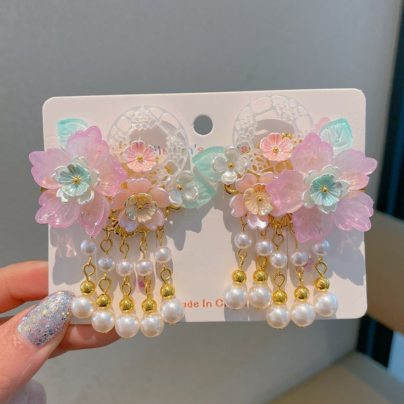 Ancient style hair accessories kidshan dynasty headwear girl ribbon hairpin chinese style costume little girl tassel step shake hairpin