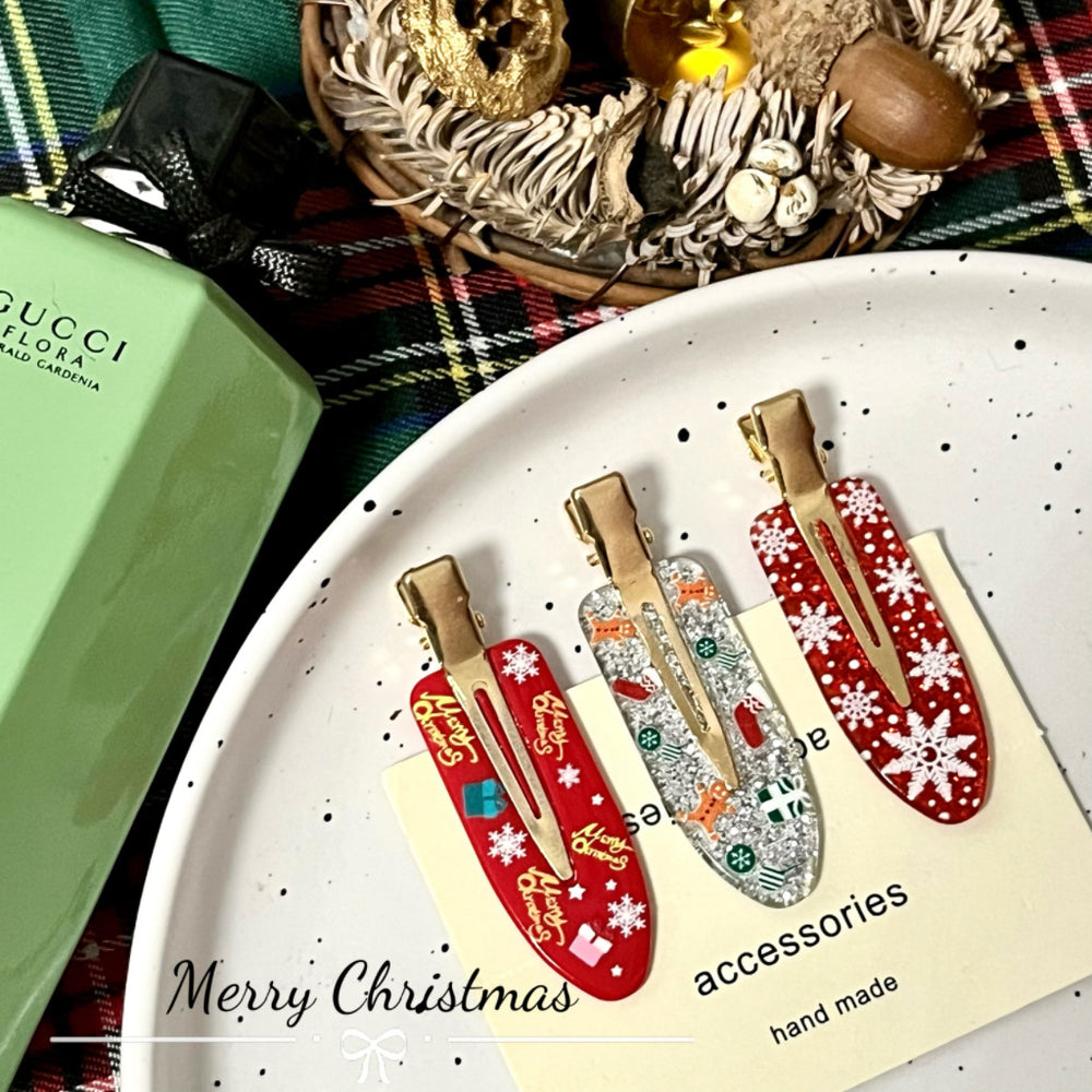European and american cross-border christmas hairpins, bangs, side hairpins, broken hair duckbill clips, seamless edge clips, hair accessories wholesale