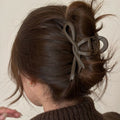 Autumn and winter frosted bow hair clip for women 2024 widened shark clip large streamer shark clip versatile clip