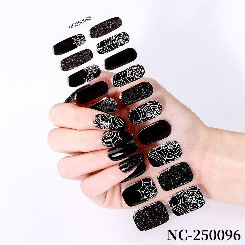 Zhengxiang halloween gel nail art stickers waterproof cross-border uv semi-cured nail stickers customized nail symphony