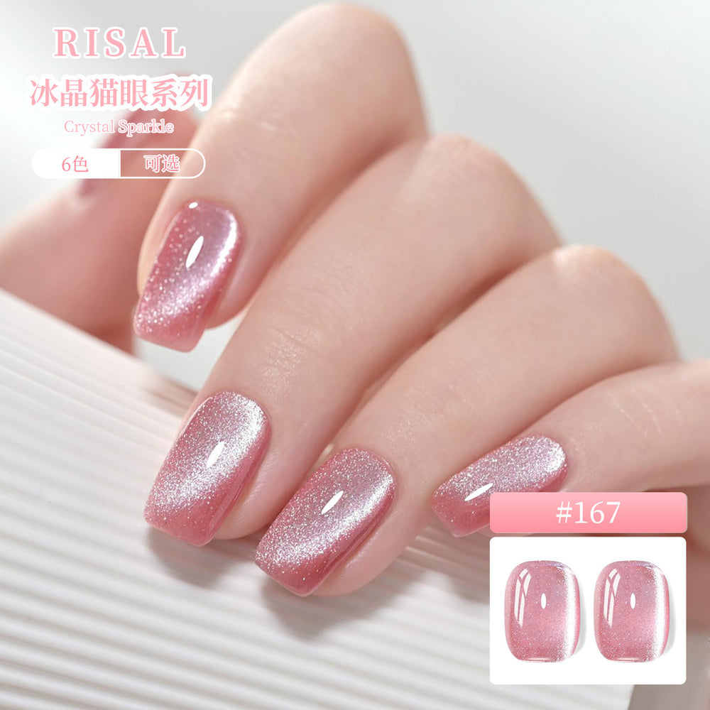 Risyal cat eye nail polish 5ml japanese style filling glue whitening without blackening ice transparent nail polish crystal cat eye