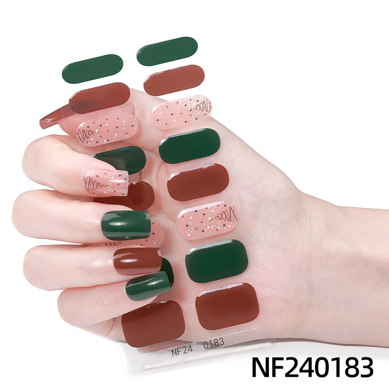 european and american christmas semi-cured gel nail stickers waterproof cartoon kids cute 3d manicure stickers personalized
