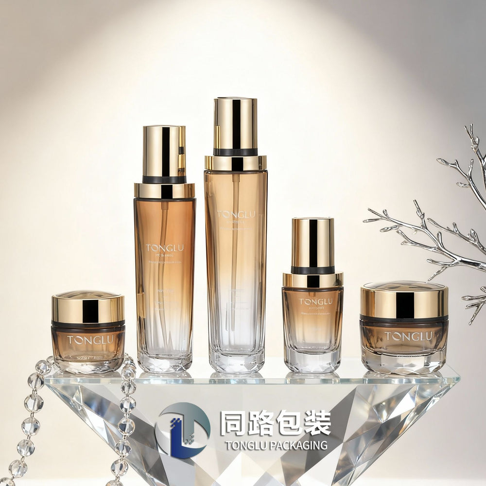 Factory direct sales cosmetic glass bottle suit packaging material 120ml water emulsion essence glass bottle 30g cream refill bottle