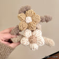 Stuffed gripper women's knitting flower fall and winter furry hair clip back of head 2026new arrival shark clip hair volume clip