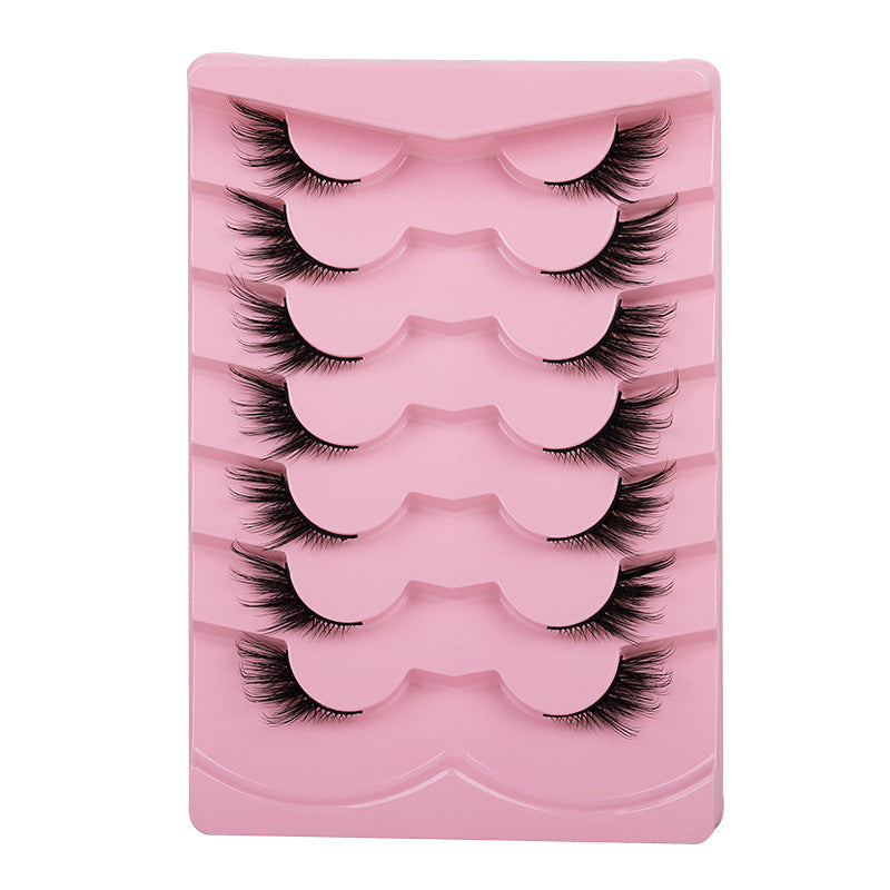 Export half-eye oblique flying style best selling elongated eye corners naturally enlarge both eyes sweet and cool style fox style fake eyelashes hard stem
