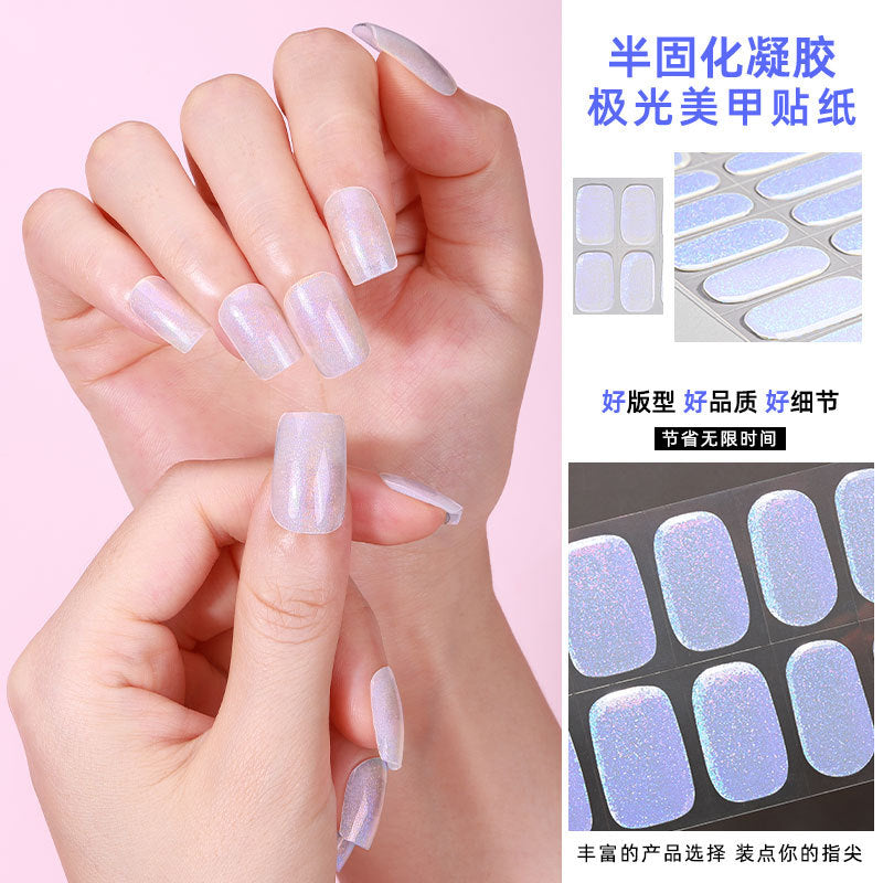 Uv gel nail art stickers - hardening lamp required - european & american aurora style - cross-border semi-cured nail stickers - custom options available