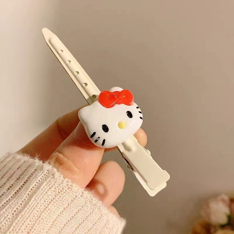 Cute pink cartoon cat hair clip for women, seamless one-word slot clip, side clip, side hair clip, makeup clip, headwear