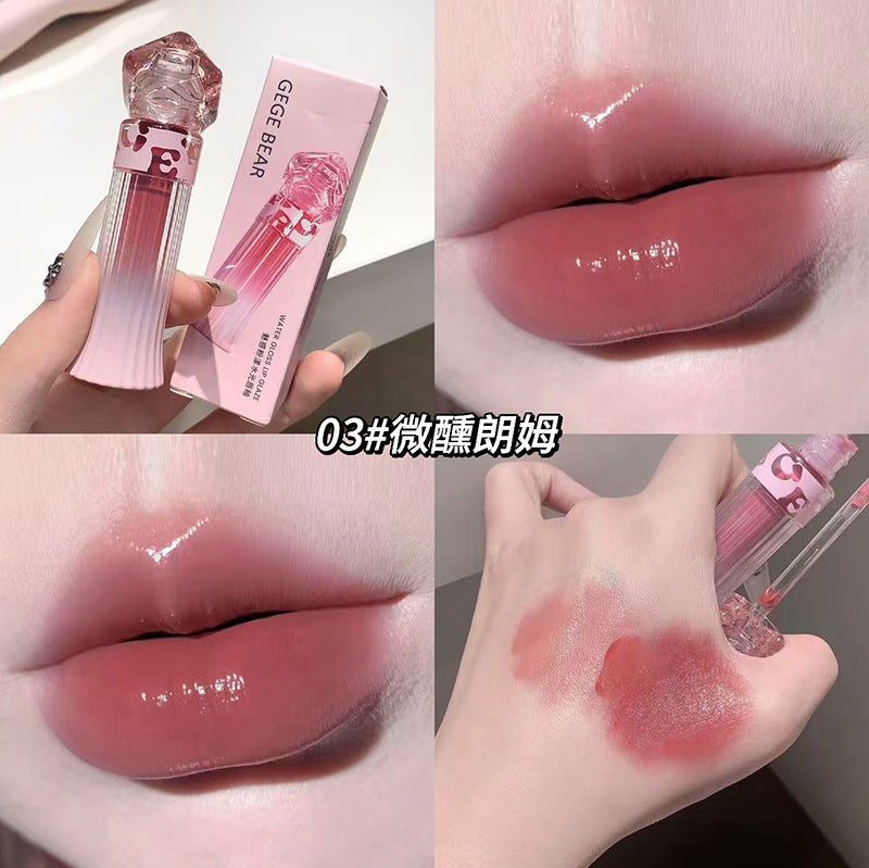 Gege bear charming pink water glossy lip glaze suit women's mirror glass dudu lips pseudo-natural white lipstick