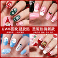 european and american christmas semi-cured gel nail stickers waterproof cartoon kids cute 3d manicure stickers personalized
