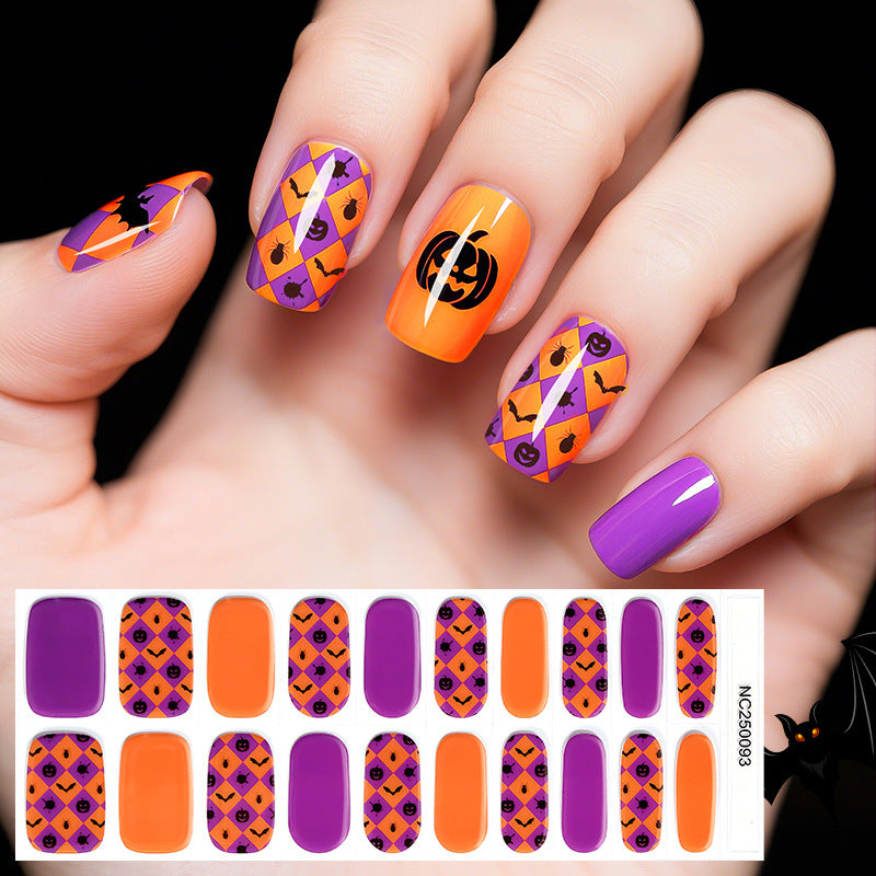 Zhengxiang halloween gel nail art stickers waterproof cross-border uv semi-cured nail stickers customized nail symphony
