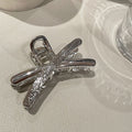 2024 korean new metal cross half claw clip back of head elegant shark clip hair claw headwear for women
