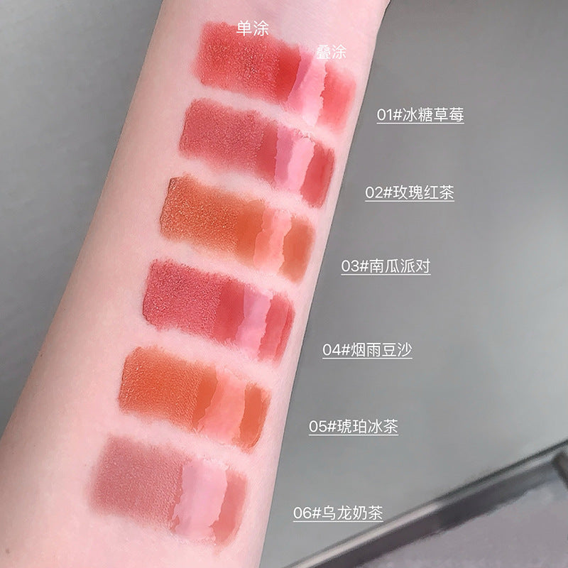 Gege bear ice glaze double-ended lip glaze mirror water-glossy transparent lip oil matte matte whitening lipstick