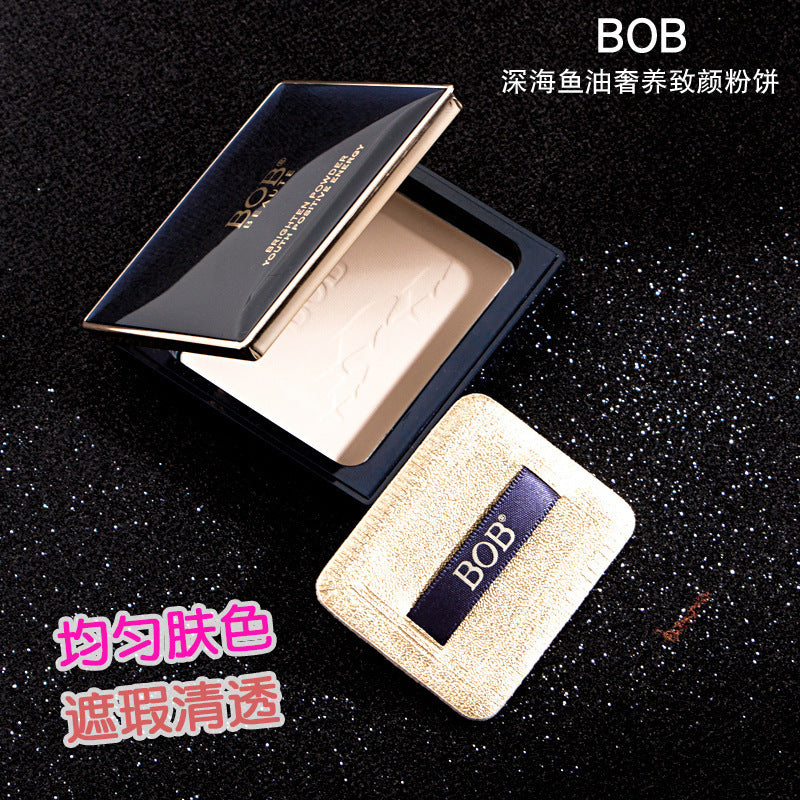 Makeup bob deep sea fish oil luxurious beauty powder wet and dry concealer oil control waterproof sweatproof setting powder bottom