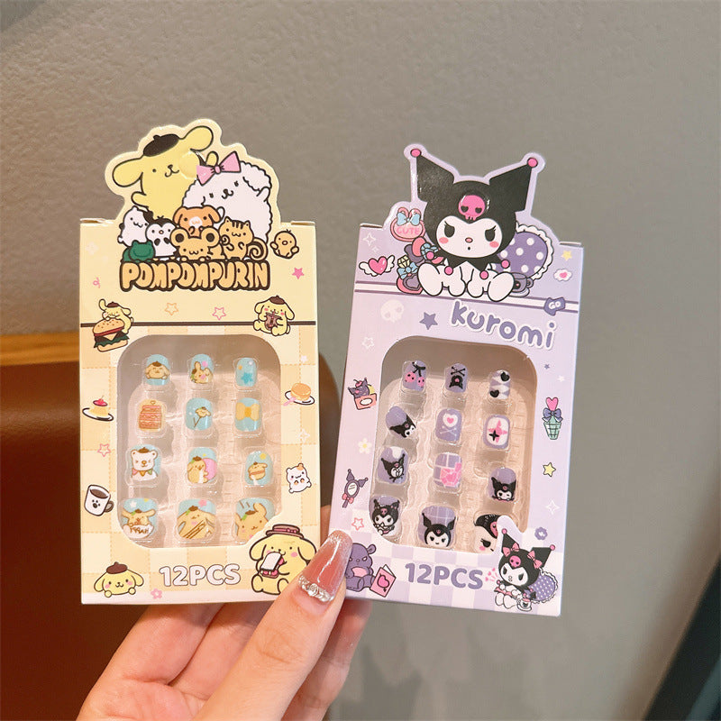 Kids' nail sticker set - cute princess designs, removable hard false nails, nail art for girls, adorable cartoon gifts for women
