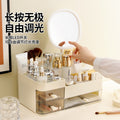 Desktop makeup vanity with led light, makeup mirror, dressing table, cosmetic organizer, princess mirror, beauty mirror