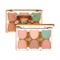 Makeup xixi working bear six-color eyeshadow palette cool diamond pink purple blue contrast color imitation makeup smoky eye makeup