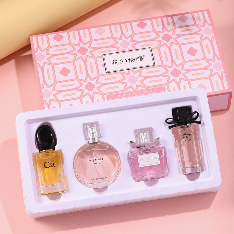 Women's perfume four-piece gift set - new arrival, fresh floral & fruity scent, long-lasting eau de toilette, fresh & wholesome perfume for cross-border e-commerce