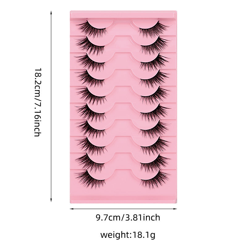 10 pairs natural half false lashes look cat eye lashes 3d