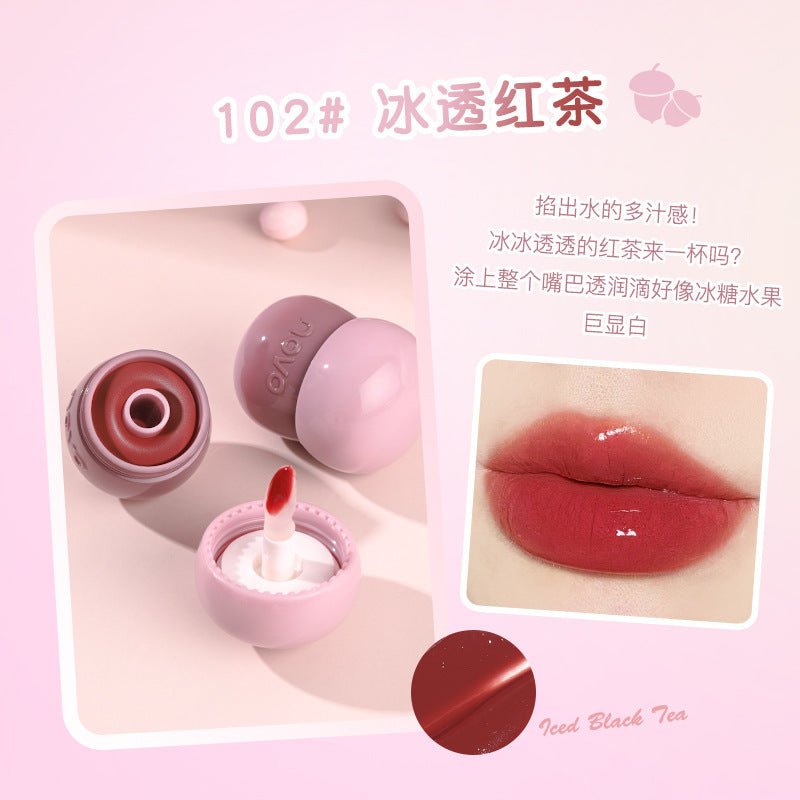 Novo little mushroom milk jar lip jelly lipstick - hydrating, moisturizing, fades lip lines, creates a glassy, mirror-like, dewy lip glaze