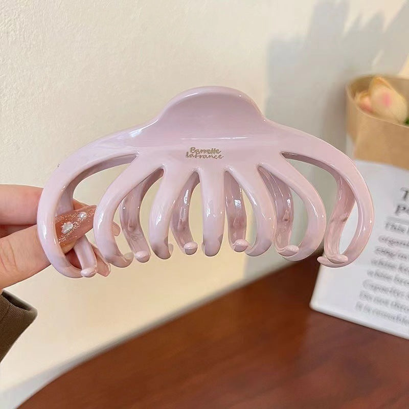 Large pumpkin claw clip for thick hair - creamy texture hair clip for women - elegant back of head hair claw - shark clip with letter detail