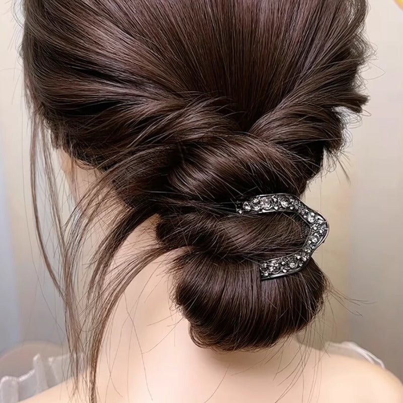 Metal high ponytail fixed full diamond v-shaped back of head hair shark clip female k-styleeleganteasiest for match gripper headwear