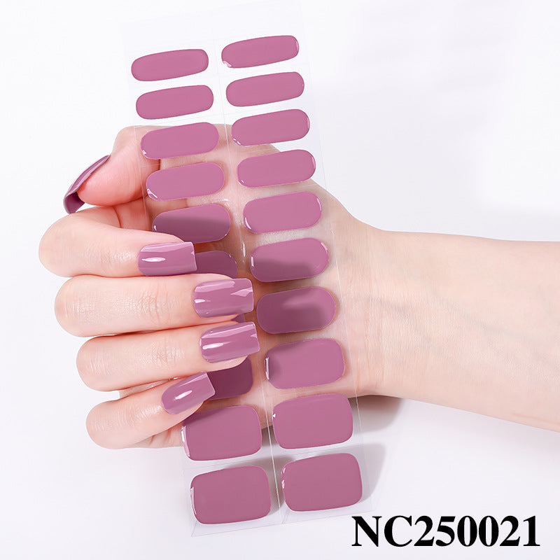 Zhengxiang custom gel nail stickers - waterproof, cross-border, european & american style, solid color nail art stickers, uv light curing, semi-cured nail stickers