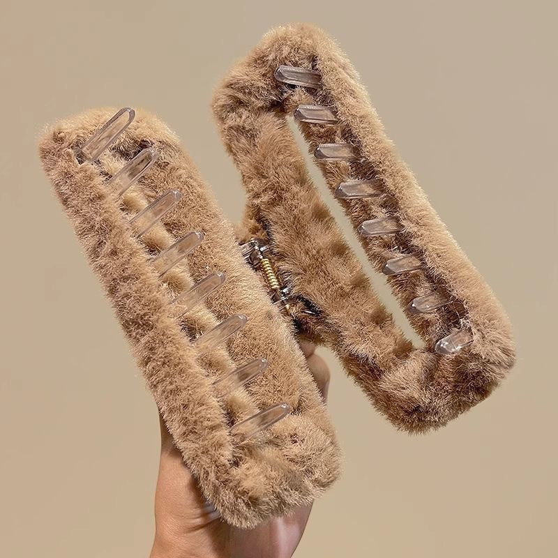 Fall and winterpure color fur gripper stuffed hairpin back of head hair gripper eleganceelegant shark clip cute hairpin headwear