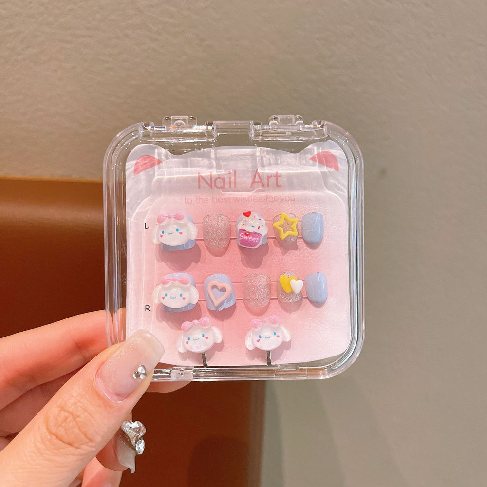 Kids' nail sticker set - cute princess designs, removable hard false nails, nail art for girls, adorable cartoon gifts for women