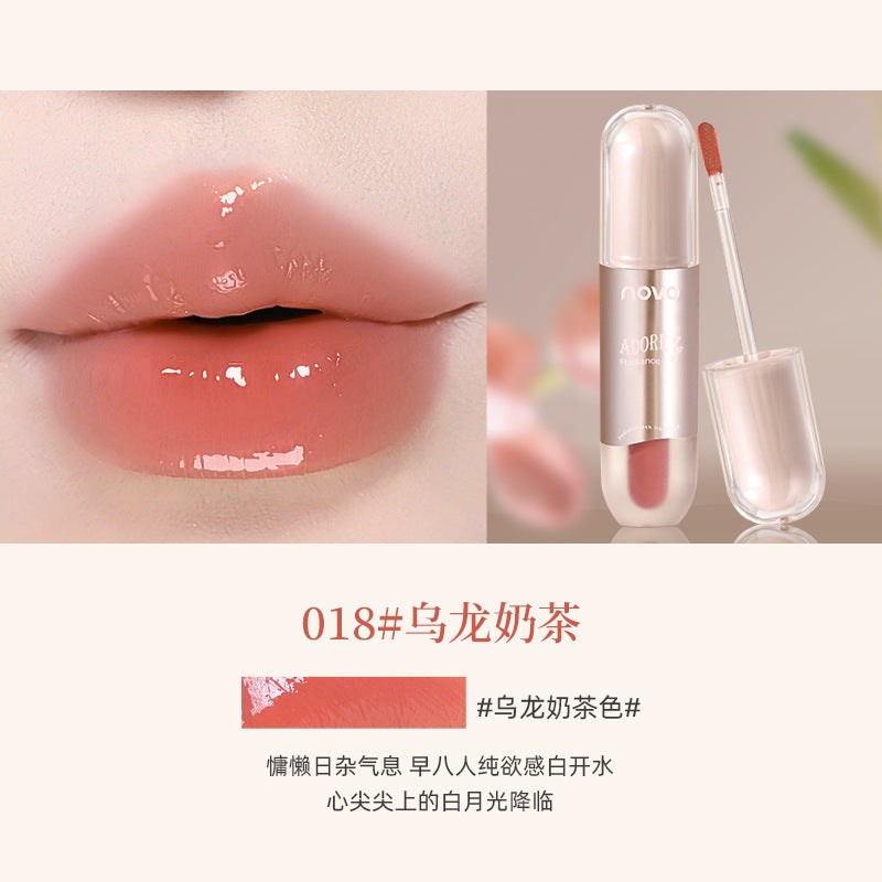 Novo qinrun translucent water gloss lip glaze, whitening pure desire style, waterproof, not easy to fade, non-stick cup