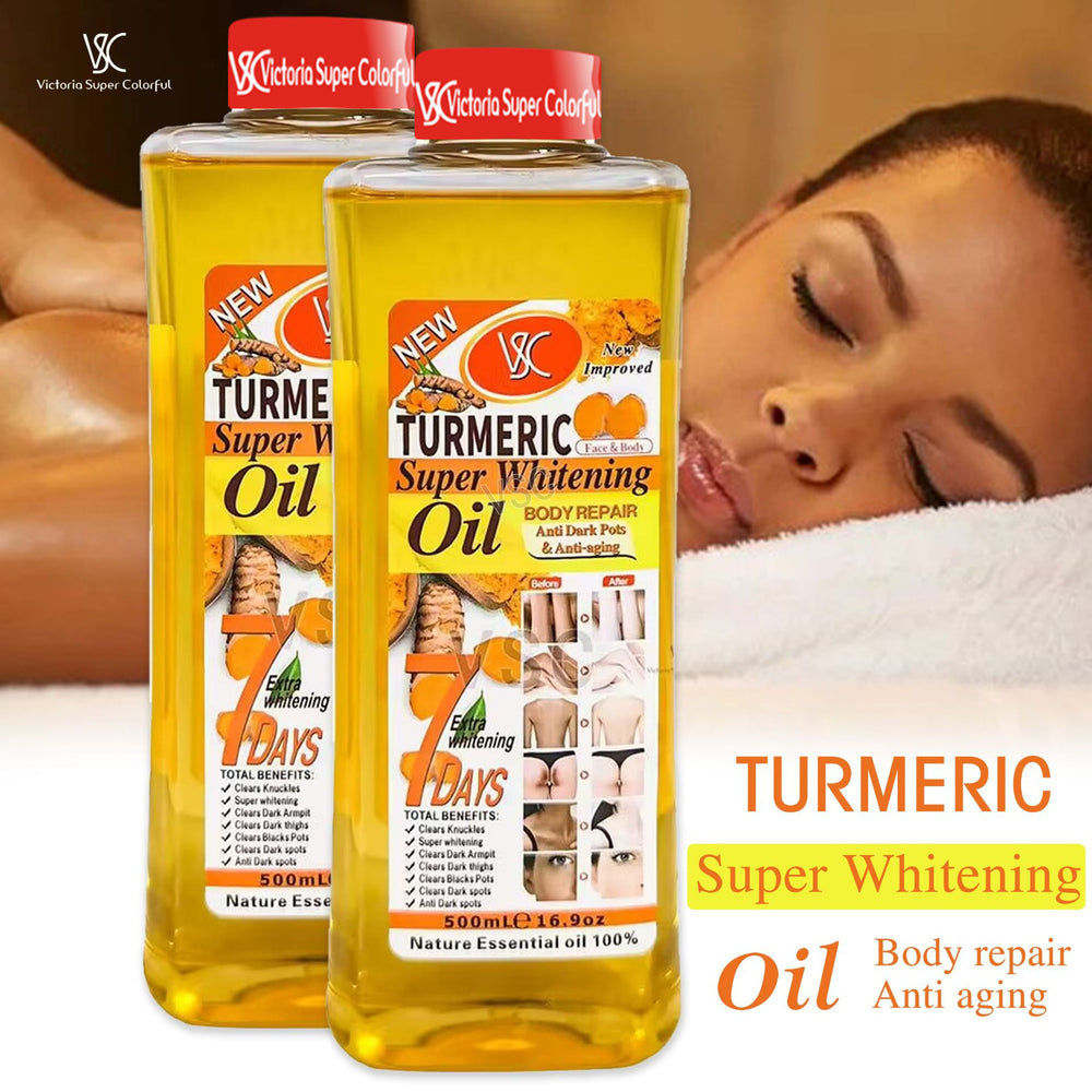 e-commerce hot-selling red-capped 7-day repair and brightening turmeric essential oil, full body massage vc massage oil, 500ml