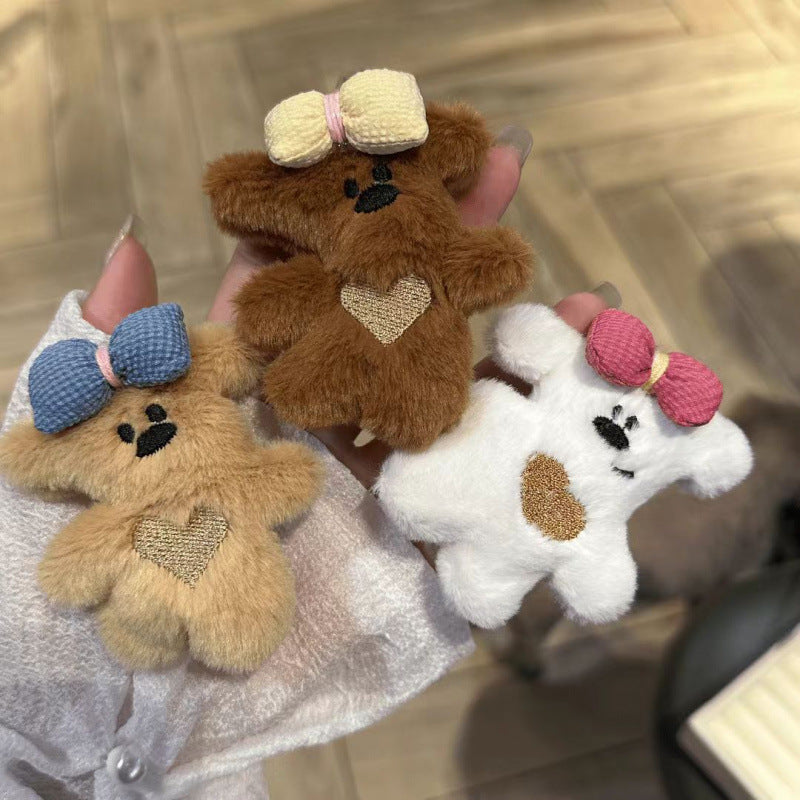 Cute plush doll bowsbear hairpin duckbill clip easiest for matchgirl heart bangs side clip cartoon hairpin