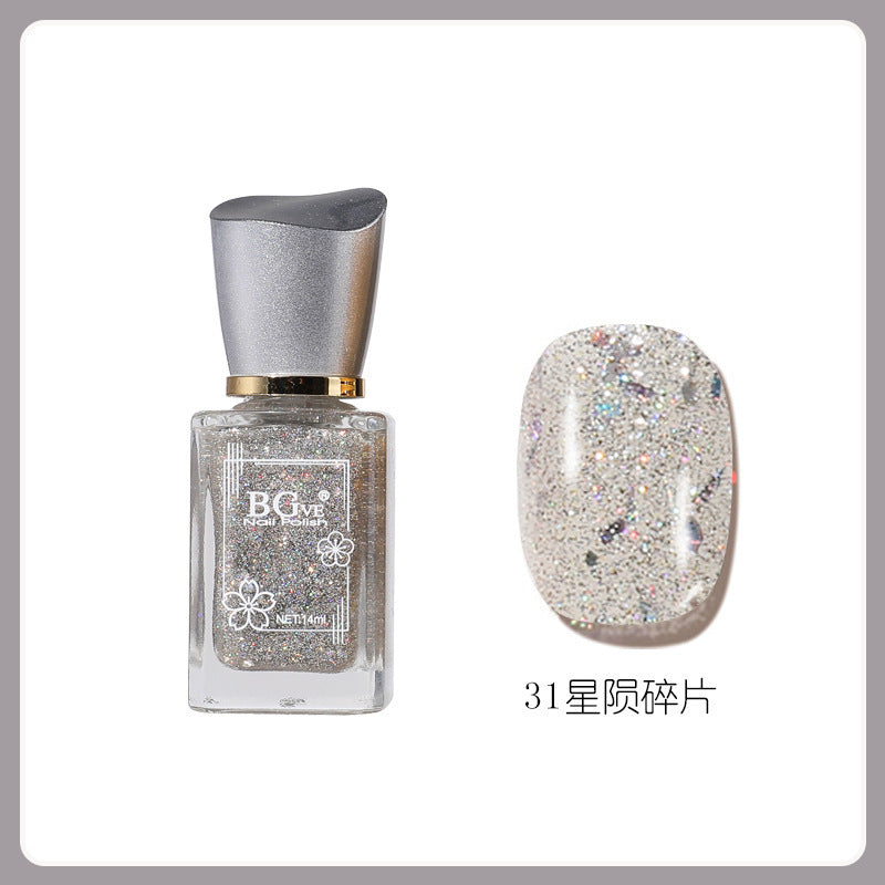 Oil-based nail polish, no-bake micro-gel, scented nail polish, long-lasting, quick-drying, nude color, non-peelable, nude color, sparkling nail polish