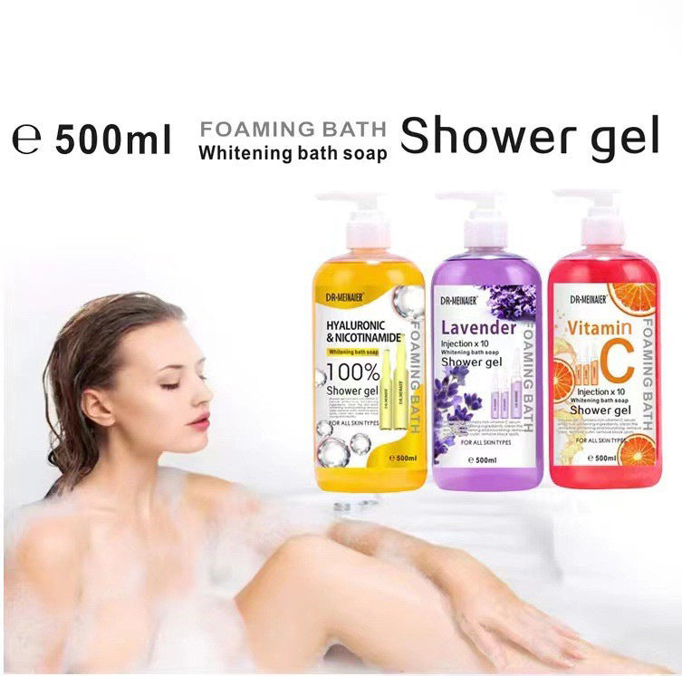 foreign trade shower gel, vitamin c, silky skin, rich foam, refreshing and moisturizing skin, gentle and long-lasting fragrance
