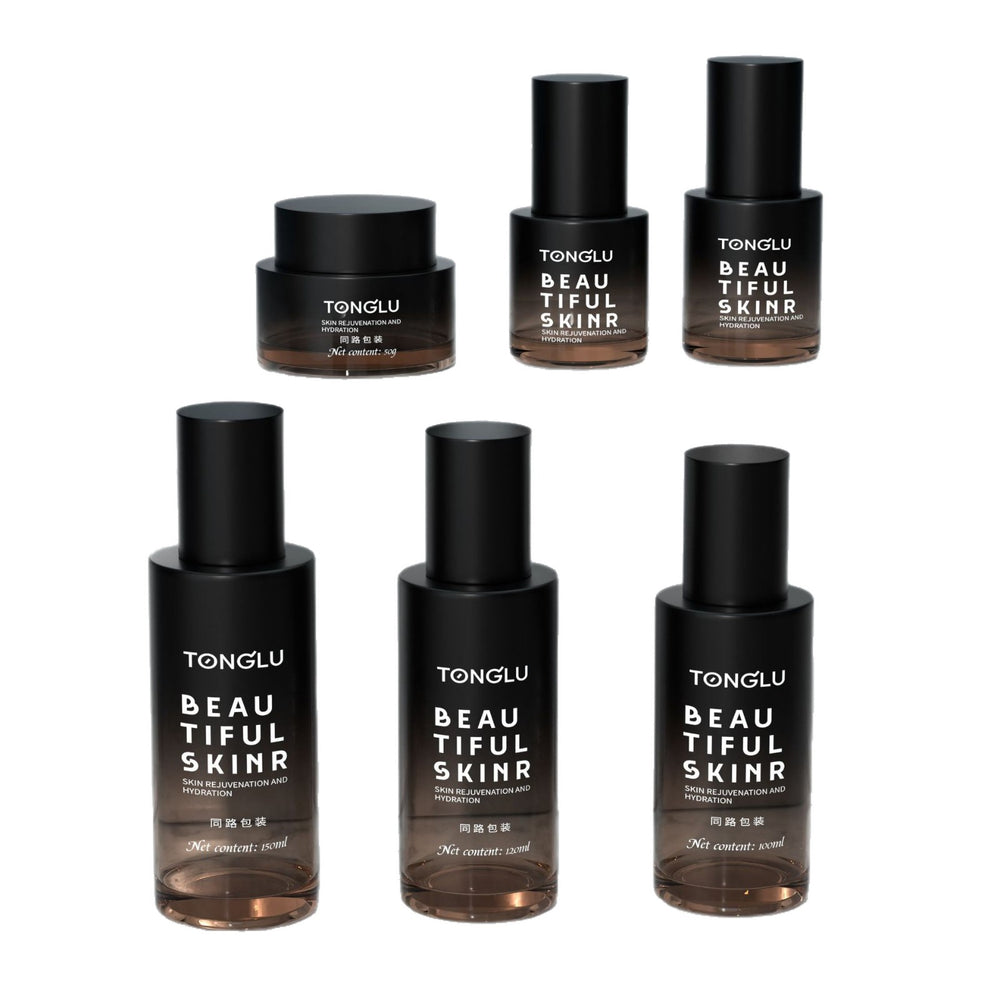 Factory direct sales cosmetic glass bottle suit packaging material 120ml lotion essential oil refill bottle 50g skin care cream bottle