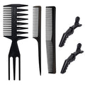 Men's retro oil head comb big back head airplane head for home wide tooth comb clip hairdressing tool five-piece set suit