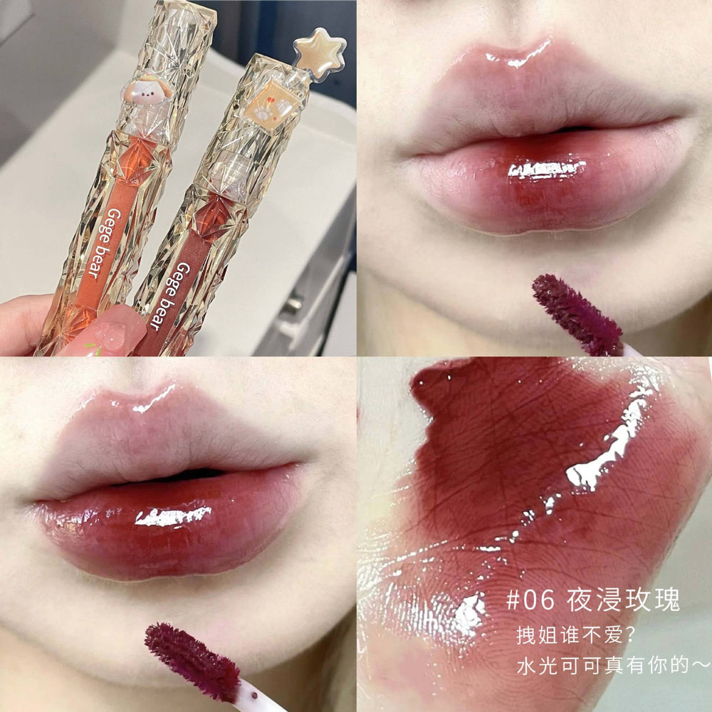 Gege bear gege bear crystal diamond mirror lip glaze moisturizing student party no makeup whitening lipstick