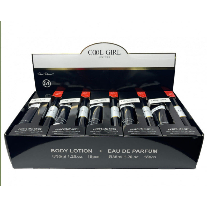 luxury perfume sample 35ml body lotion two-piece set, popular arabian women's perfume gift set