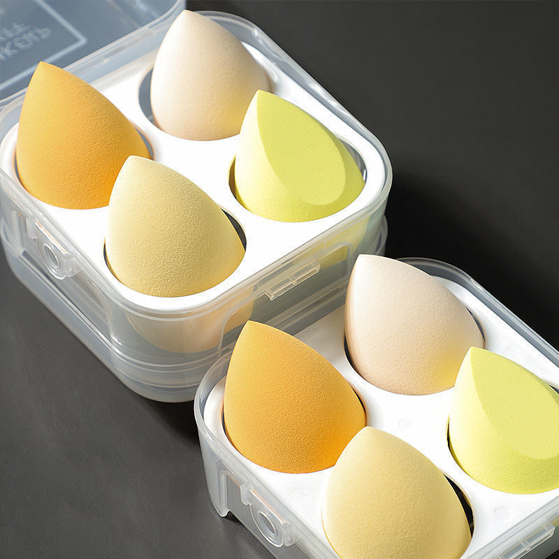 Factory direct eggshell makeup sponges - super soft, powder-conserving, boxed puffs for wet & dry application