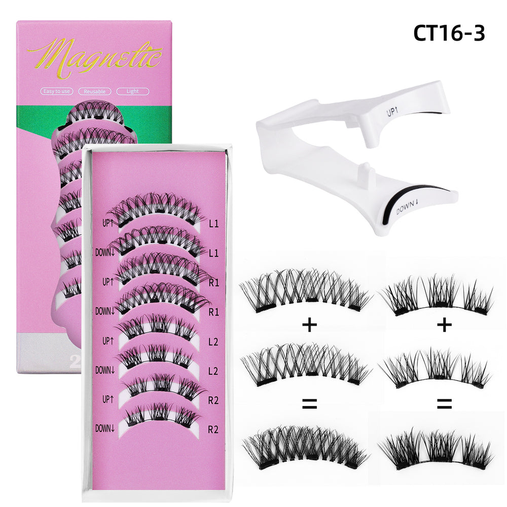 new product magnetic false eyelashes 2 pairs european and american upgraded positioning magnetic eyelashes a whole box flatness wholesale