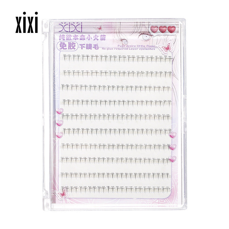 Xixi pure desire natal little flame glue-free lower eyelashes mother born sense transparent segmented natural artificial novice pseudo-no makeup