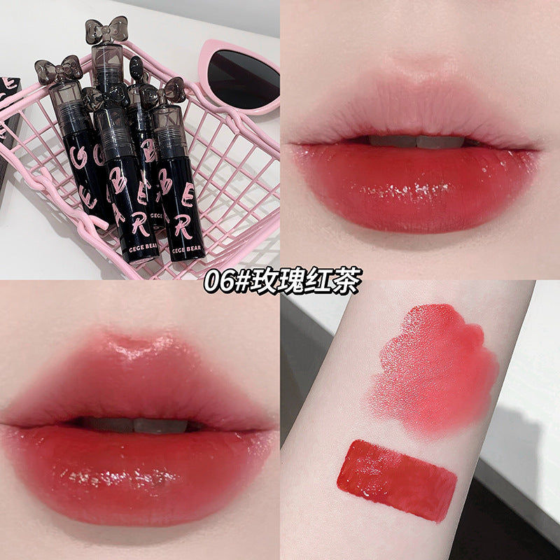 Gege bear crystal clear plumping lip glaze - waterproof, smudge-proof, mirror glass finish, moisturizing lipstick