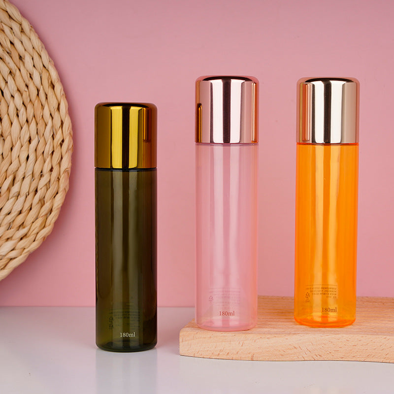 Cylindrical pet plastic bottle for skincare products - essence, lotion, toner - empty refillable bottle, 180ml