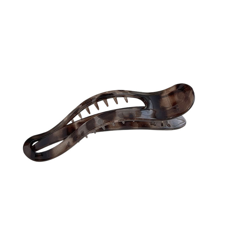 Retro leopard print hair clip for women 2025 new arrival duckbill clip large oval multi-tooth horizontal clip half-tied hair ponytail clip headwear