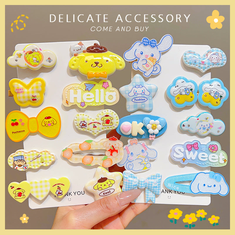 Girl's acrylic cartoon hair clip side clip no hair damage bb clip headwear girl's cute bangs broken hair clip